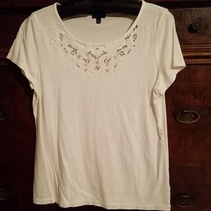 Talbots petite white blouse with eyelet design
